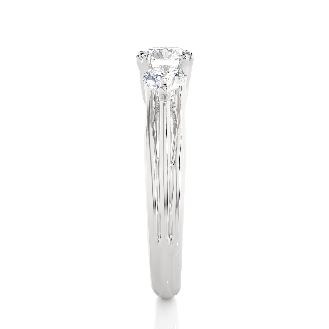 1.39 CT Round Lab Grown Diamond Three Stone Ring | 3 Stone Gold Band