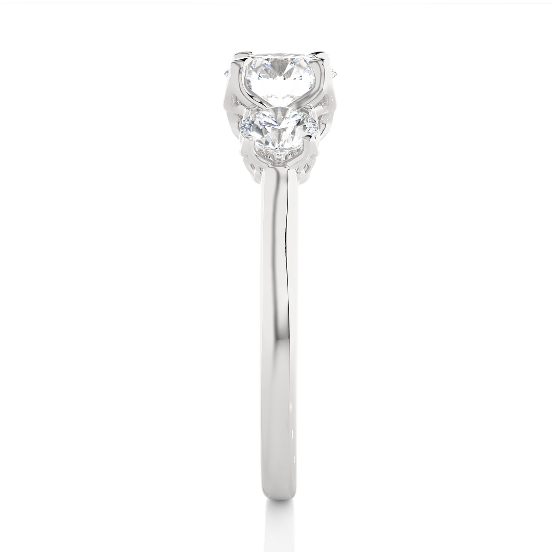 1.62 CT Round Lab Grown Diamond Three Stone Ring | 3 Stone Gold Band