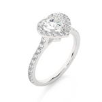 Load image into Gallery viewer, 1.33 CT Heart Halo Lab Grown Diamond Ring with Round Side Stones