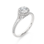 Load image into Gallery viewer, 1.07 CT Split Shank Halo Lab Grown Round Diamond Ring with 115 Stones