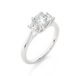 Load image into Gallery viewer, 0.96 CT Princess Cut Three Stone Lab Grown Diamond Ring | 3 Stone Gold Band
