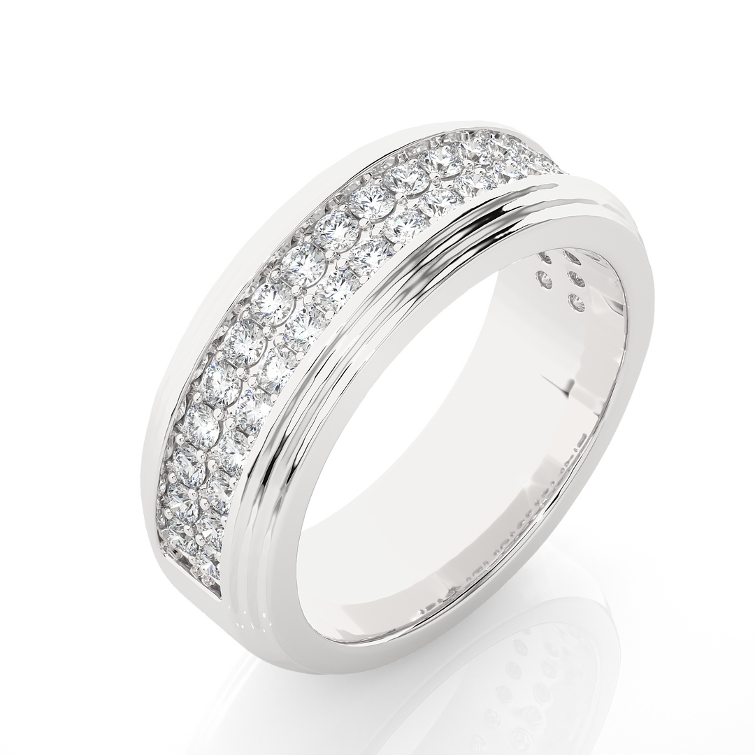 1.03 CT Men’s Two Row Lab Grown Diamond Ring | 40 Stone Gold Band