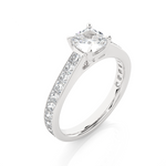 Load image into Gallery viewer, 2.12 CTW Cushion Cut Lab-Grown Diamond Engagement Ring with Princess Channel Set Accents