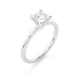 Load image into Gallery viewer, 0.78 CT Princess Cut Lab Grown Diamond Solitaire Engagement Ring | Four Prong Gold Band