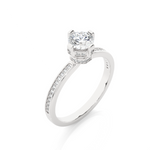 Load image into Gallery viewer, 0.78 CTW Round Lab-Grown Diamond Engagement Ring with Hidden Halo E-F / VVS-VS