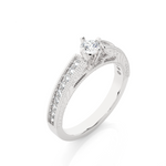 Load image into Gallery viewer, 0.48 CTW Round Lab-Grown Diamond Engagement Ring with Milgrain Detailing E-F / VVS-VS