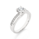 Load image into Gallery viewer, 0.97 CTW Round Lab-Grown Diamond Twisted Engagement Ring with Claw & Channel Set E-F / VVS-VS