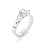 Load image into Gallery viewer, 0.96 CT Princess Cut Three Stone Lab Grown Diamond Ring with Round Side Stones
