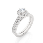 Load image into Gallery viewer, 1.31 CT Round Diamond Halo Wedding Matching Band | 56 Stones