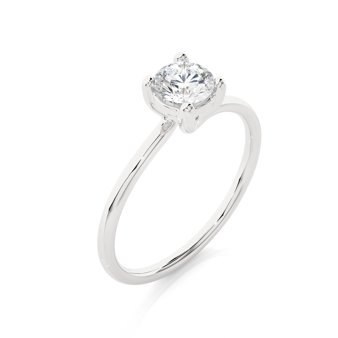 0.53 CT Round Lab Grown Diamond Solitaire Engagement Ring | 1 Stone Gold Band