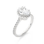 Load image into Gallery viewer, 1.20 CT Oval Halo Lab Grown Diamond Ring with Round Side Stones