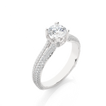 Load image into Gallery viewer, 1.13 CTW Round Lab-Grown Diamond Engagement Ring with Four-Row Pave Set E-F / VVS-VS