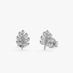Load image into Gallery viewer, Leaf-Design Lab-Grown Diamond Earrings 0.08 CTW – 26 Round Stones | 10K, 14K, 18K Gold | IGI Certified