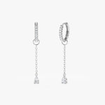 Load image into Gallery viewer, Round Diamond Hoop Earrings with Pear Dangle 0.12 CTW – 22 Stones | 10K, 14K, 18K Gold | IGI Certified