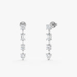 Load image into Gallery viewer, Mixed-Cut Lab-Grown Diamond Long Dangle Earrings 1.34 CTW β 8 Stones | Round, Emerald, Oval & Heart | 10K, 14K, 18K Gold | IGI Certified
