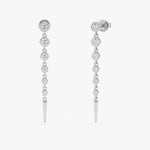 Load image into Gallery viewer, Bezel-Set Lab-Grown Diamond Long Dangle Earrings 0.90 CTW – 12 Round Stones | 10K, 14K, 18K Gold | IGI Certified