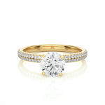 Load image into Gallery viewer, 1.14 CTW Round Lab-Grown Diamond Engagement Ring with Two-Row Micropave Set E-F / VVS-VS