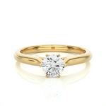 Load image into Gallery viewer, 0.53 CT Round Lab Grown Diamond Solitaire Engagement Ring | Six Prong Gold Band