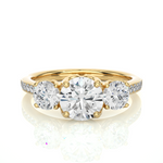 Load image into Gallery viewer, 1.80 CT Round Center with Round Side Lab Grown Diamond Three Stone Ring | 19 Stone Gold Band
