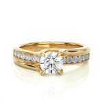 Load image into Gallery viewer, 0.97 CTW Round Lab-Grown Diamond Twisted Engagement Ring with Claw & Channel Set E-F / VVS-VS