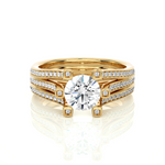 Load image into Gallery viewer, 1.48 CTW Round Lab-Grown Diamond Engagement Ring with Three-Row Pave Set E-F / VVS-VS