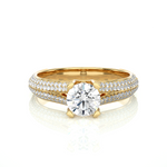 Load image into Gallery viewer, 1.13 CTW Round Lab-Grown Diamond Engagement Ring with Four-Row Pave Set E-F / VVS-VS