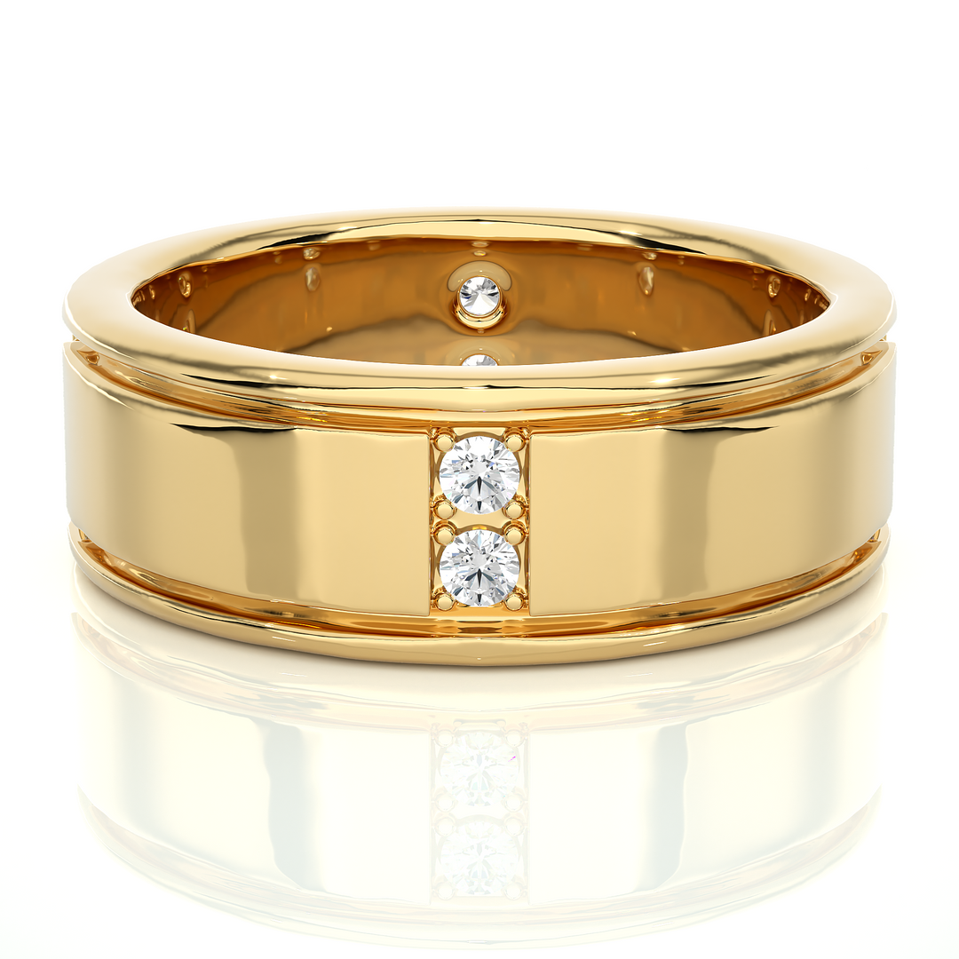 0.28 CT Bold Men’s Lab Grown Diamond Ring | 8 Stone Gold Band