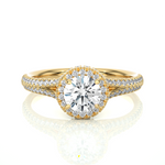 Load image into Gallery viewer, 1.07 CT Split Shank Halo Lab Grown Round Diamond Ring with 115 Stones