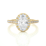Load image into Gallery viewer, 1.20 CT Oval Halo Lab Grown Diamond Ring with Round Side Stones