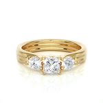 Load image into Gallery viewer, 0.96 CT Princess Cut Three Stone Lab Grown Diamond Ring with Round Side Stones