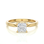 Load image into Gallery viewer, 0.57 CT Princess Cut Lab Grown Diamond Solitaire Engagement Ring | Gold Band