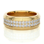 Load image into Gallery viewer, 1.03 CT Men’s Two Row Lab Grown Diamond Ring | 40 Stone Gold Band