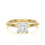 Load image into Gallery viewer, 0.78 CT Princess Cut Lab Grown Diamond Solitaire Engagement Ring | Four Prong Gold Band