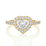 Load image into Gallery viewer, 1.33 CT Heart Halo Lab Grown Diamond Ring with Round Side Stones