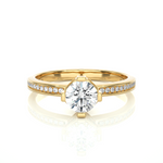 Load image into Gallery viewer, 0.78 CTW Round Lab-Grown Diamond Engagement Ring with Hidden Halo E-F / VVS-VS