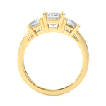 Load image into Gallery viewer, 2.19 CT Princess Cut Three Stone Lab Grown Diamond Ring with Round Side Stones | 13 Stone Gold Band