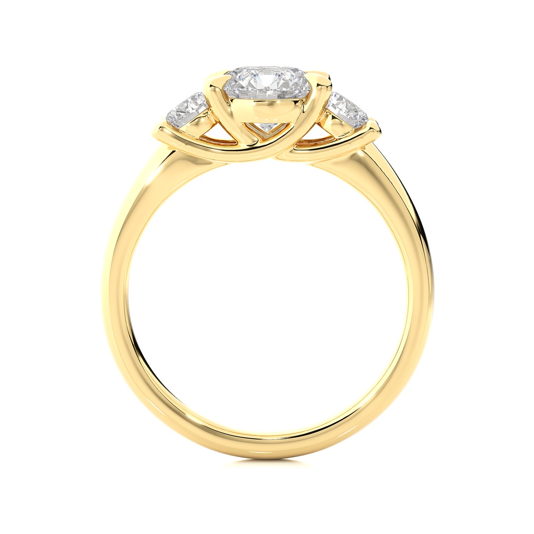 1.39 CT Round Lab Grown Diamond Three Stone Ring | 3 Stone Gold Band