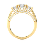 Load image into Gallery viewer, 1.20 Carat Three Stone Round Lab-Grown Diamond Ring | Pavé Side Stone Band