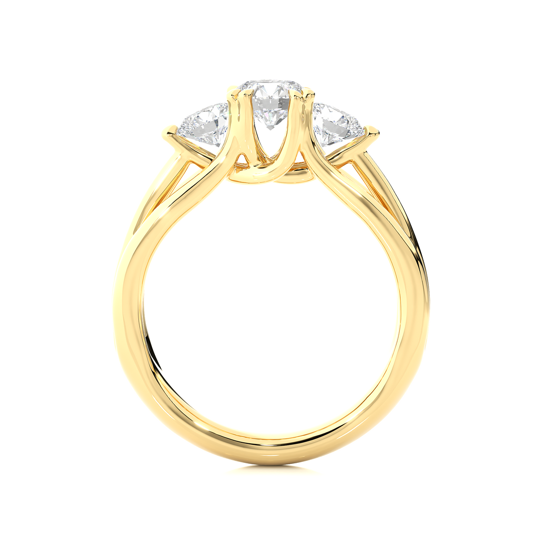 1.39 CT Round Lab Grown Diamond Three Stone Ring | 3 Stone Gold Band