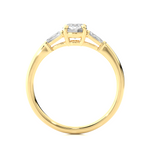 Load image into Gallery viewer, 0.93 CT Round Center with Tapered Baguette Side Lab Grown Diamond Three Stone Ring | 3 Stone Gold Band