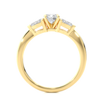 Load image into Gallery viewer, 0.99 CT Round Center with Pear Side Lab Grown Diamond Three Stone Ring | 3 Stone Gold Band
