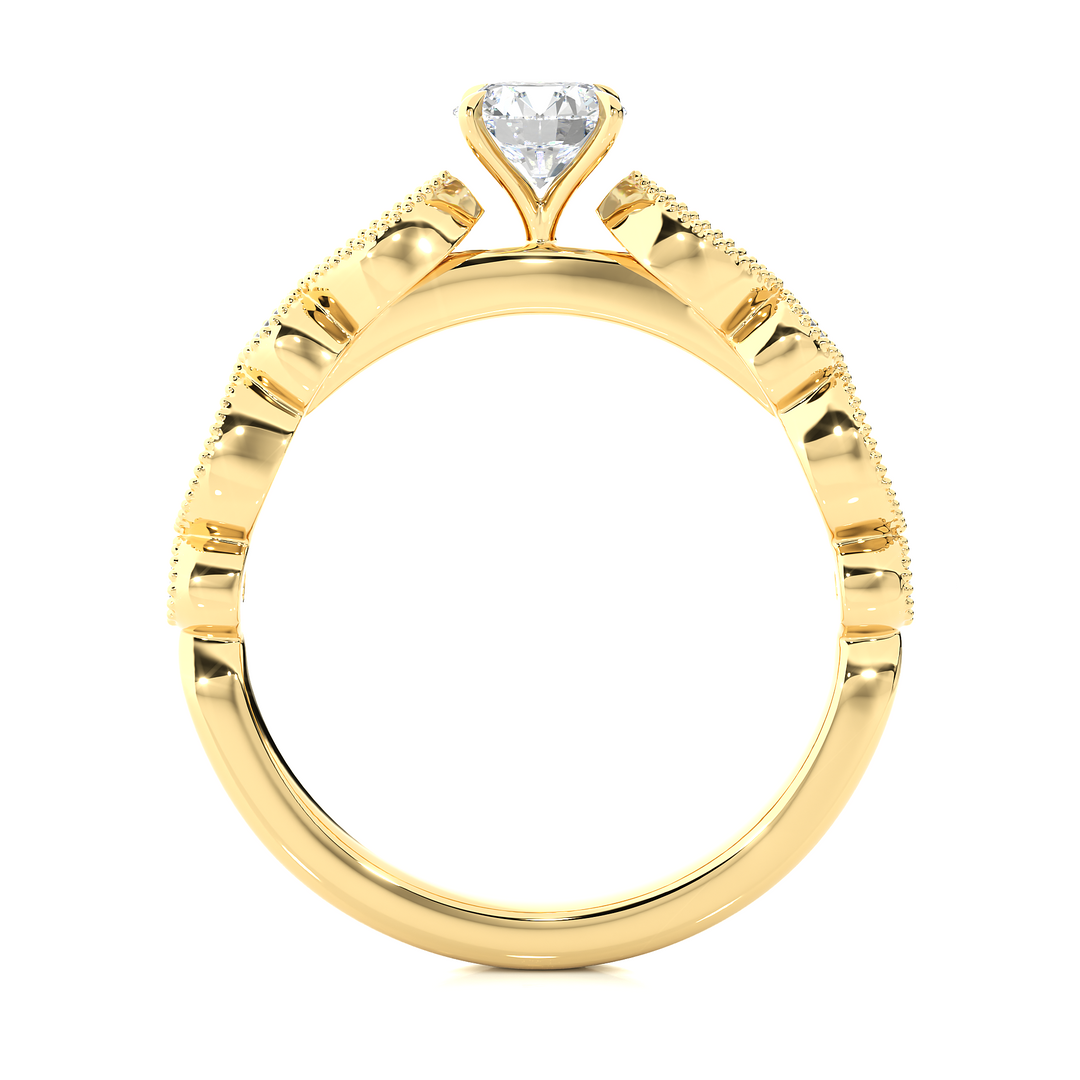 0.67 CT Round Lab Grown Diamond Vintage Milgrain Ring | 13 Stone Gold Band