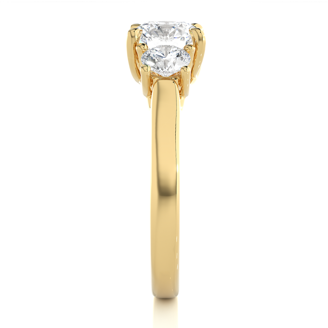 1.95 CT Round Lab Grown Diamond Three Stone Ring | 3 Stone Gold Band