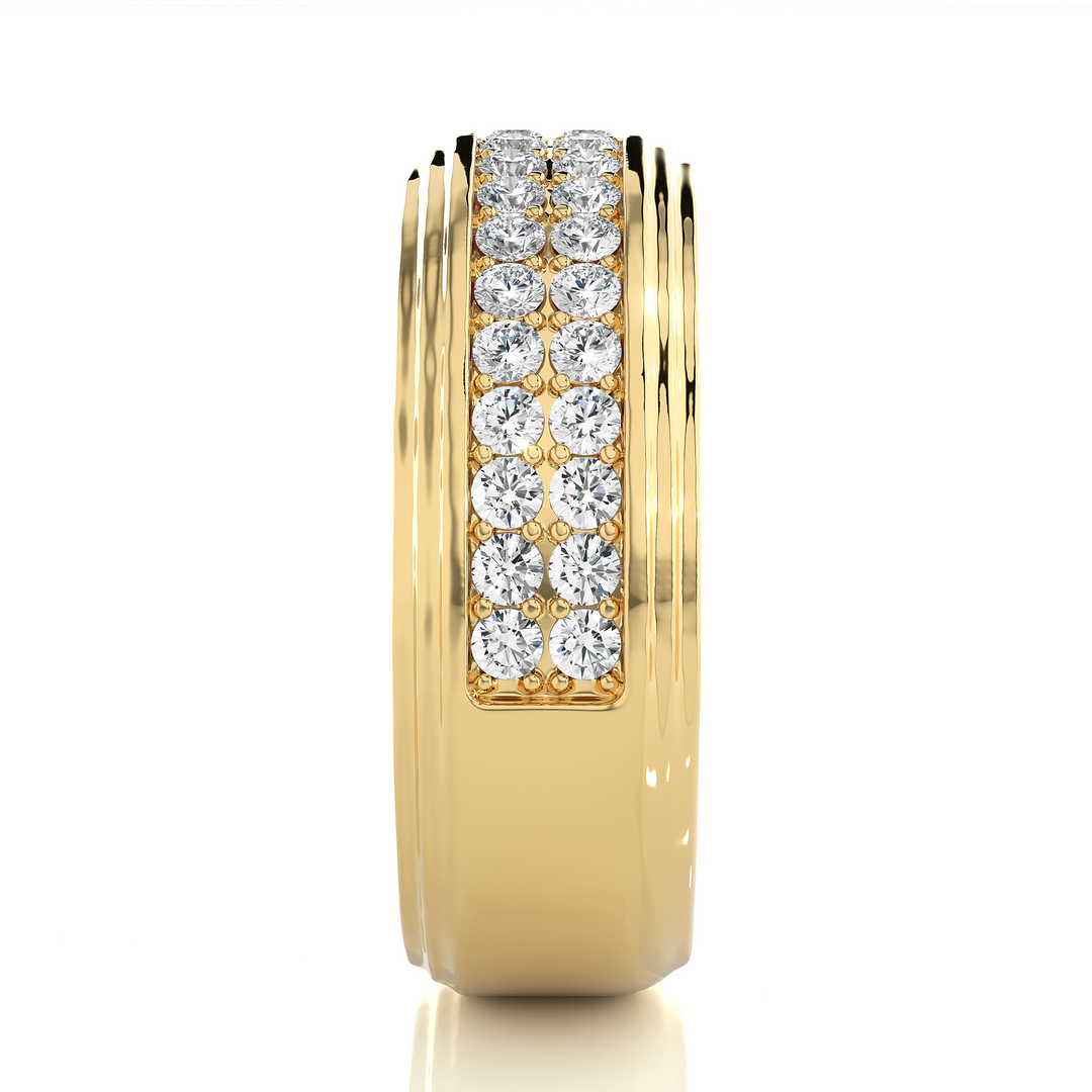 1.03 CT Men’s Two Row Lab Grown Diamond Ring | 40 Stone Gold Band