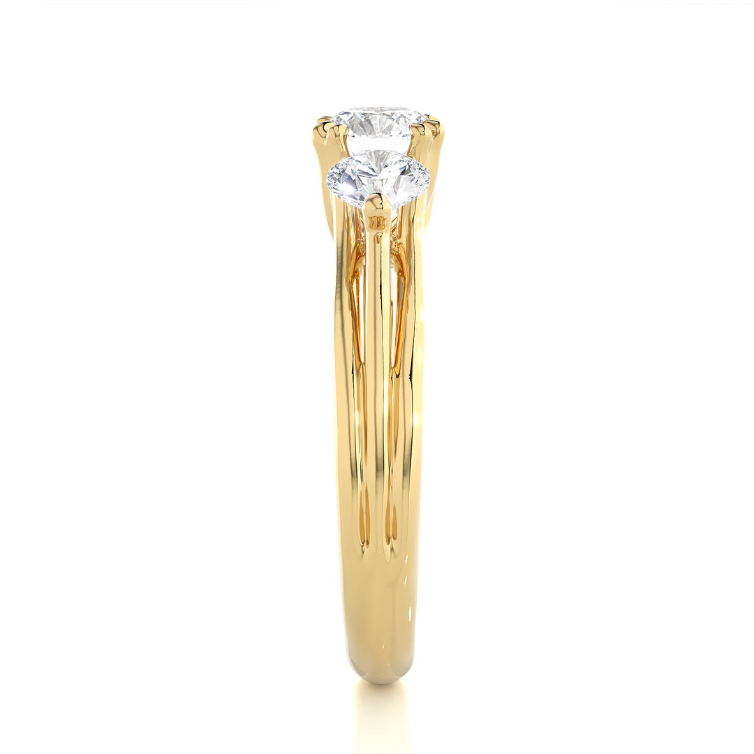 1.39 CT Round Lab Grown Diamond Three Stone Ring | 3 Stone Gold Band