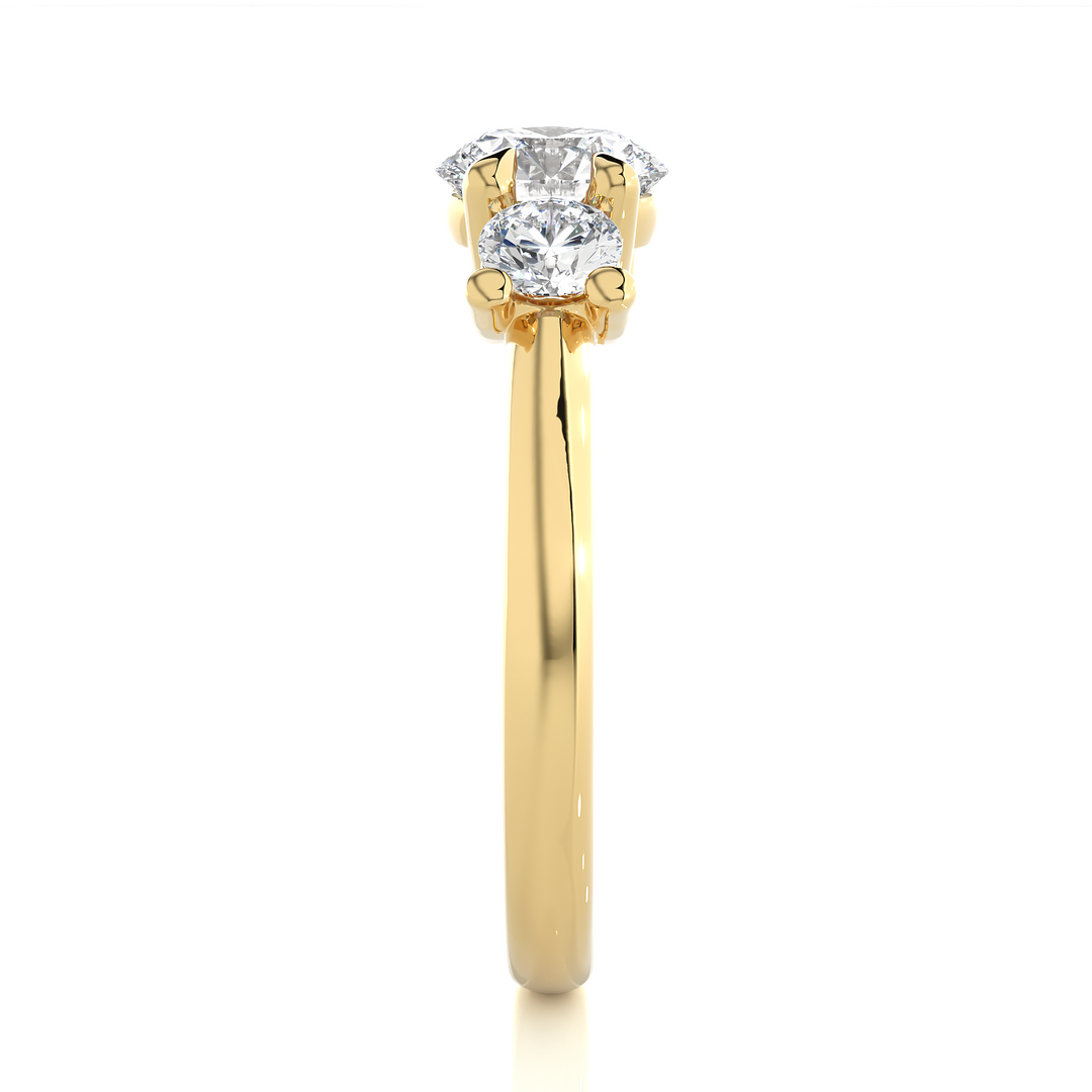 1.39 CT Round Lab Grown Diamond Three Stone Ring | 3 Stone Gold Band