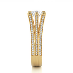 Load image into Gallery viewer, 1.48 CTW Round Lab-Grown Diamond Engagement Ring with Three-Row Pave Set E-F / VVS-VS