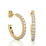 Load image into Gallery viewer, Round Lab Grown Diamond Outer-Half Hoop Earrings 0.70 CTW – 38 Stones, 10K 14K 18K White Yellow Rose Gold, IGI Certified