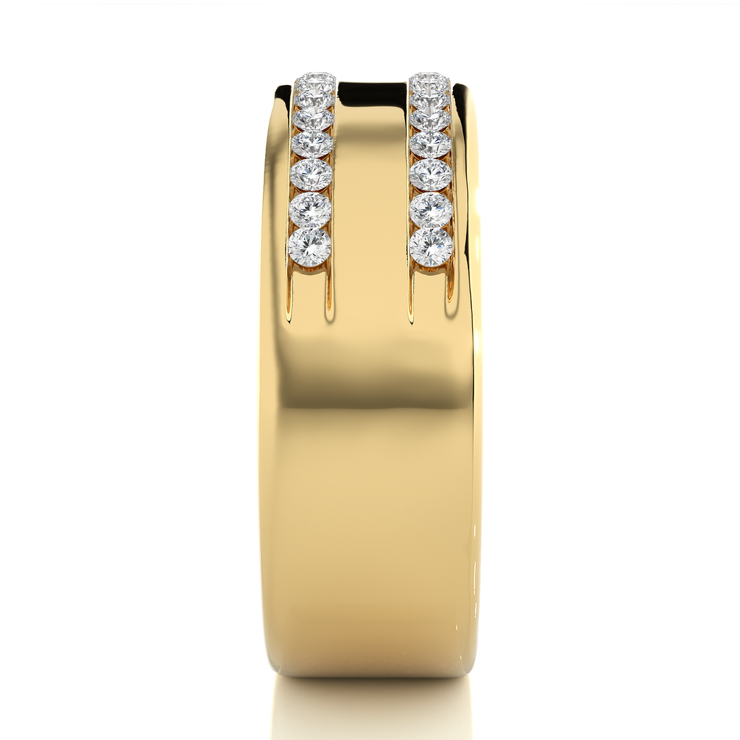 0.46 CT Men’s Two Row Lab Grown Diamond Ring | 30 Stone Gold Band