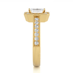 Load image into Gallery viewer, 1.07 CT Emerald Halo Lab Grown Diamond Ring with Milgrain & Side Stones